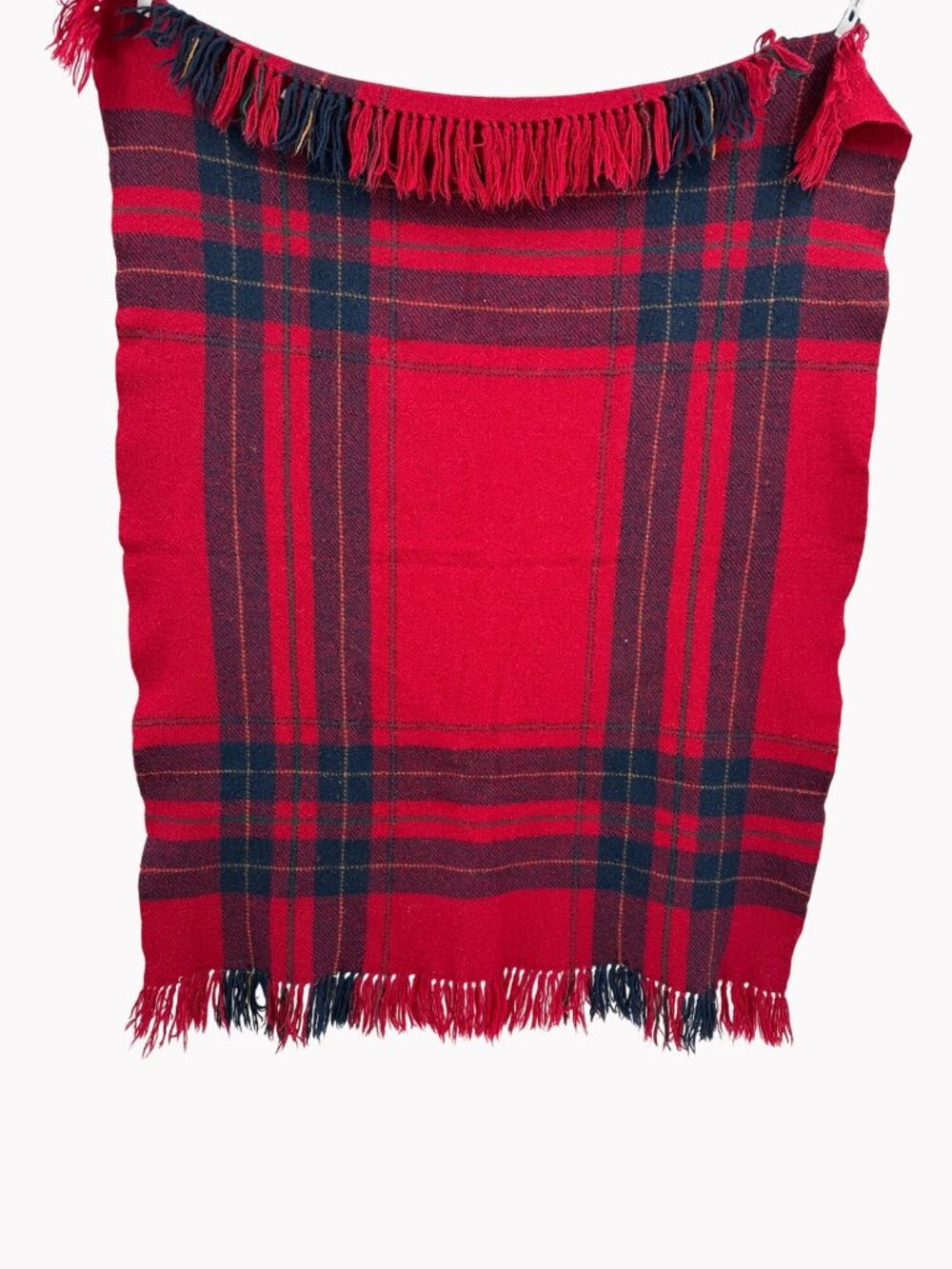 Vintage Churchill Weavers Handwoven Throw Blanket Red Plaid 42x52 100% Wool